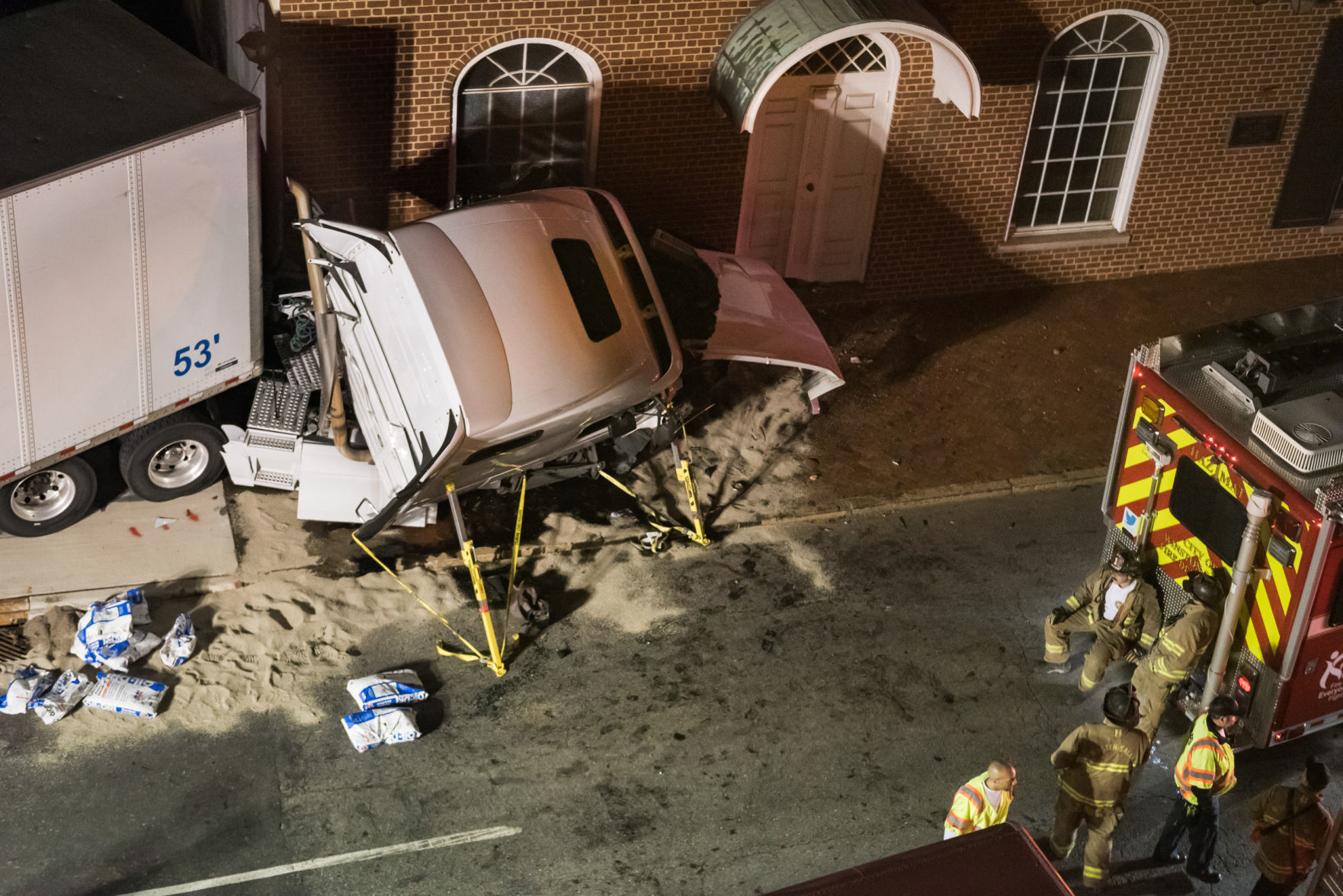 Tractor Trailer Crashes into Funeral Home